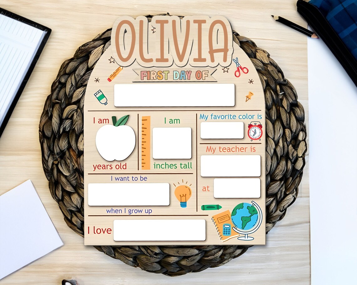 First & Last Day Of School Interchangeable Sign, Personalized Wooden Back To School Board Gift for Student