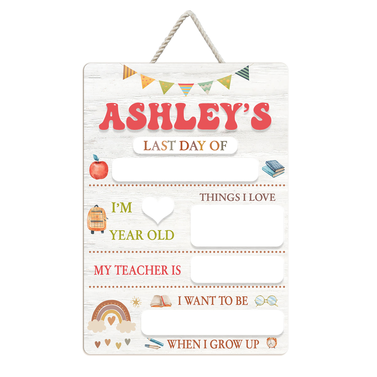 1st Day of Preschool Sign, Personalized Wooden School First & Last Day of School Board, Kindergarten Sign for Toddler, Class of 2025 Gift