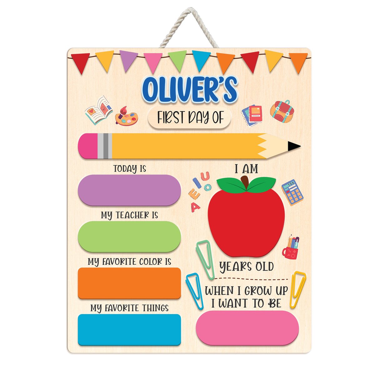 Personalized First and Last Day School Sign, Preschool Board for Toddler, Back To School Dry Erase Sign