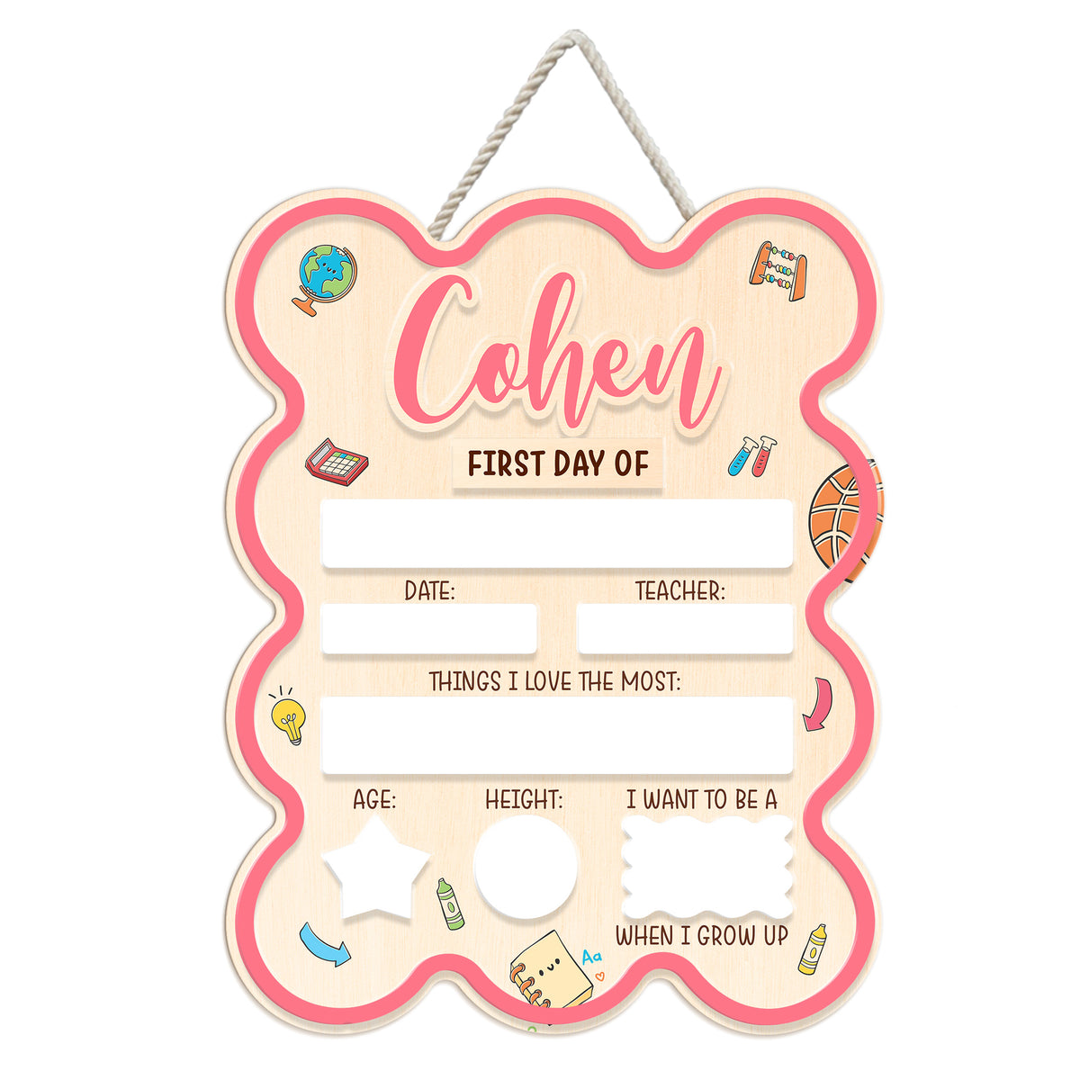 Personalized First and Last Day School Sign, Wooden Board for Toddler, Kindergarten 1st Day Gift, Back to School Dry Erase Sign