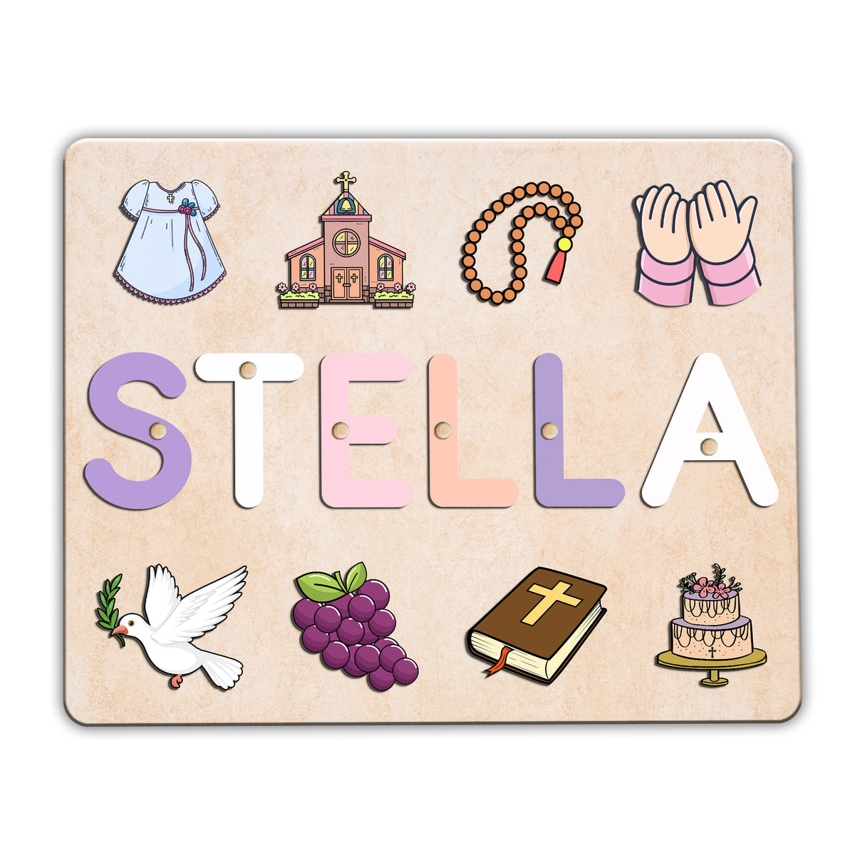 Personalized Baby Girl Name Puzzle Wooden Baptism & Dedication Gift, Montessori Toys For Kids