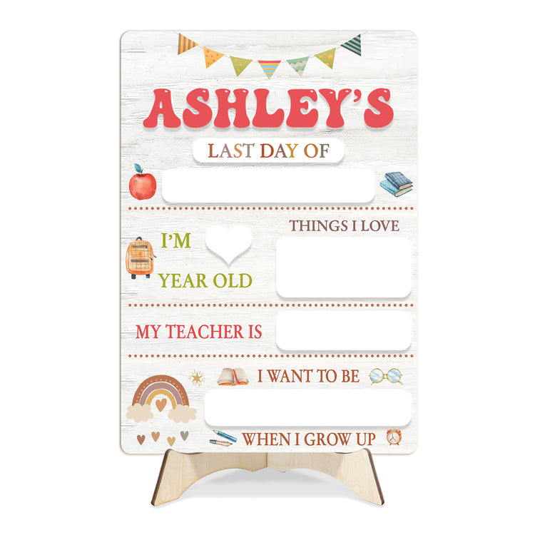 1st Day of Preschool Sign, Personalized Wooden School First & Last Day of School Board, Kindergarten Sign for Toddler, Class of 2025 Gift