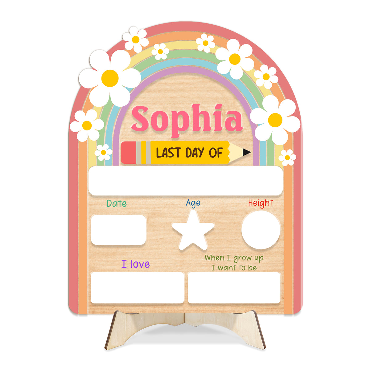 Personalized Wooden Sign for Kindergarten, First & Last Day of School Board, Back to School Sign