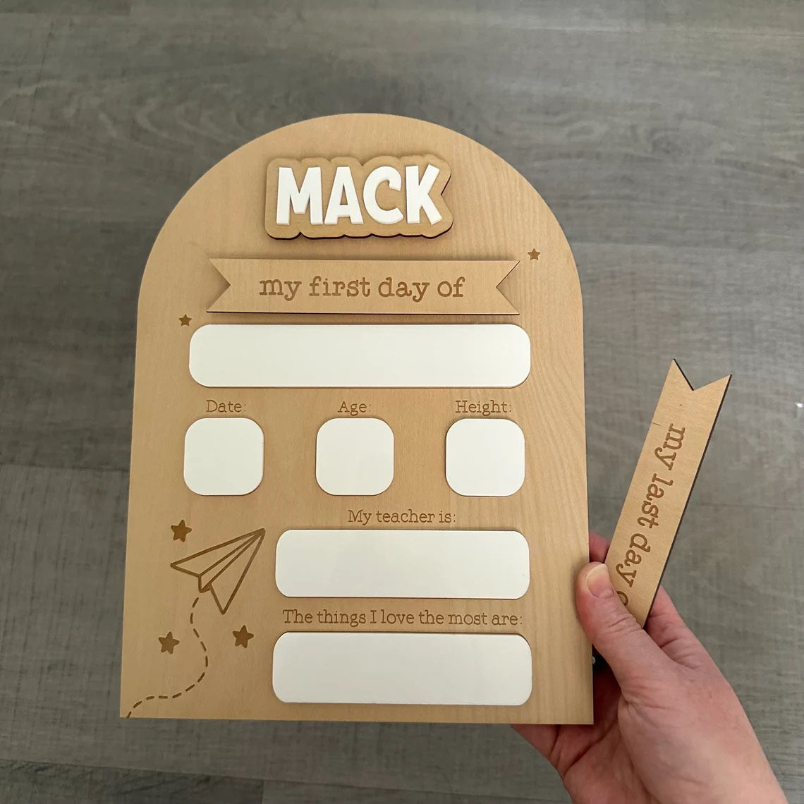 My First/Last Day of Personalised Laser Engraved Back to School Board