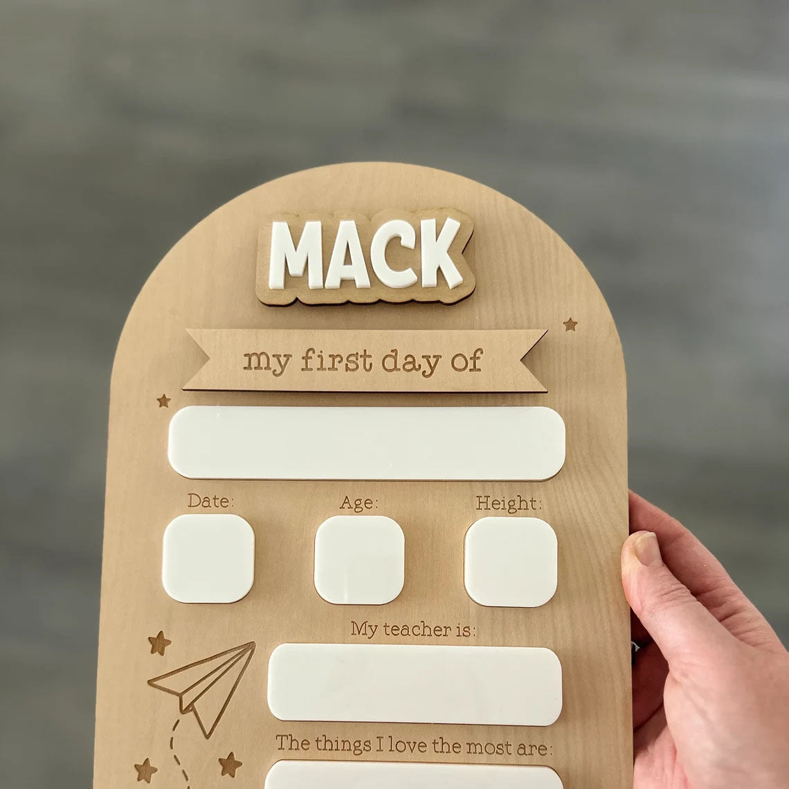 My First/Last Day of Personalised Laser Engraved Back to School Board