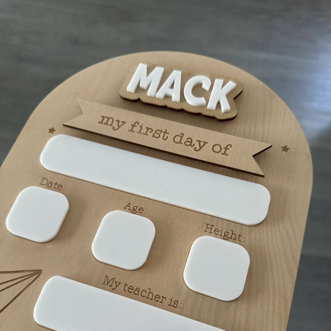 My First/Last Day of Personalised Laser Engraved Back to School Board