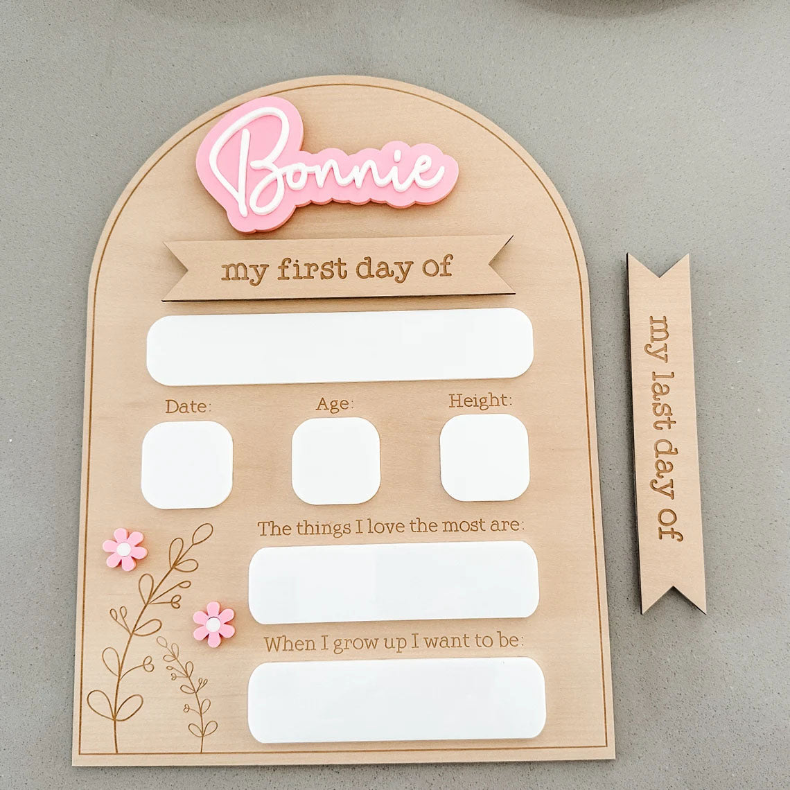 My First-Last Day Of Personalised Laser Engraved Back to School Board