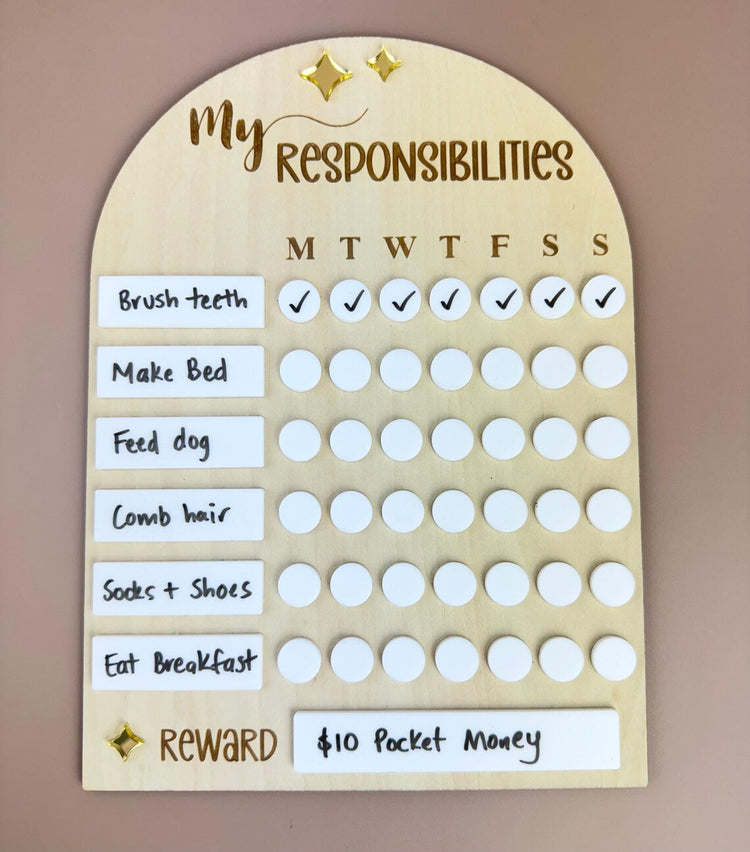 My Responsibilities - Reusable Chore Chart List Custom Name