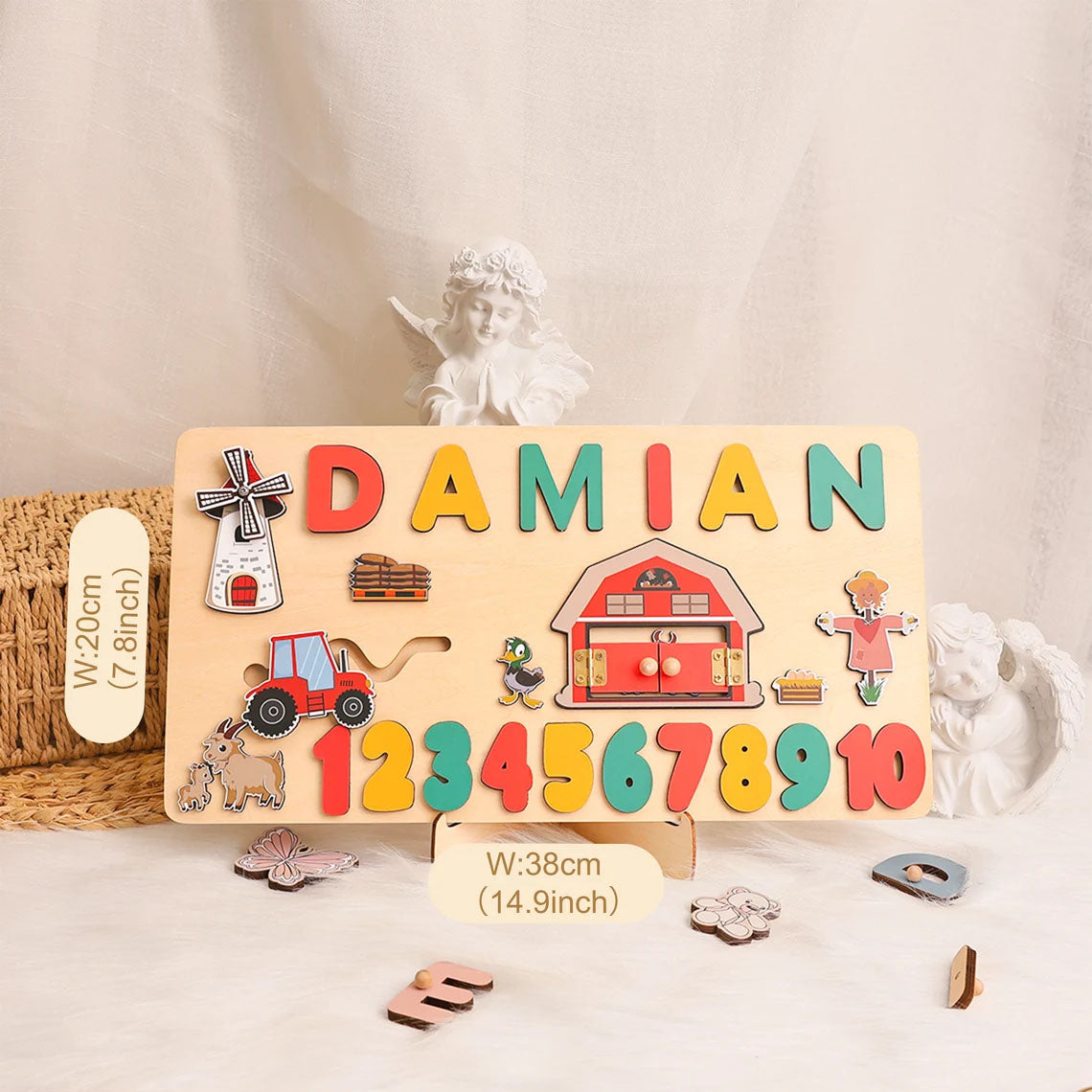 Custom Wooden Puzzle With Numbers And Names, Montessori Toys For Children