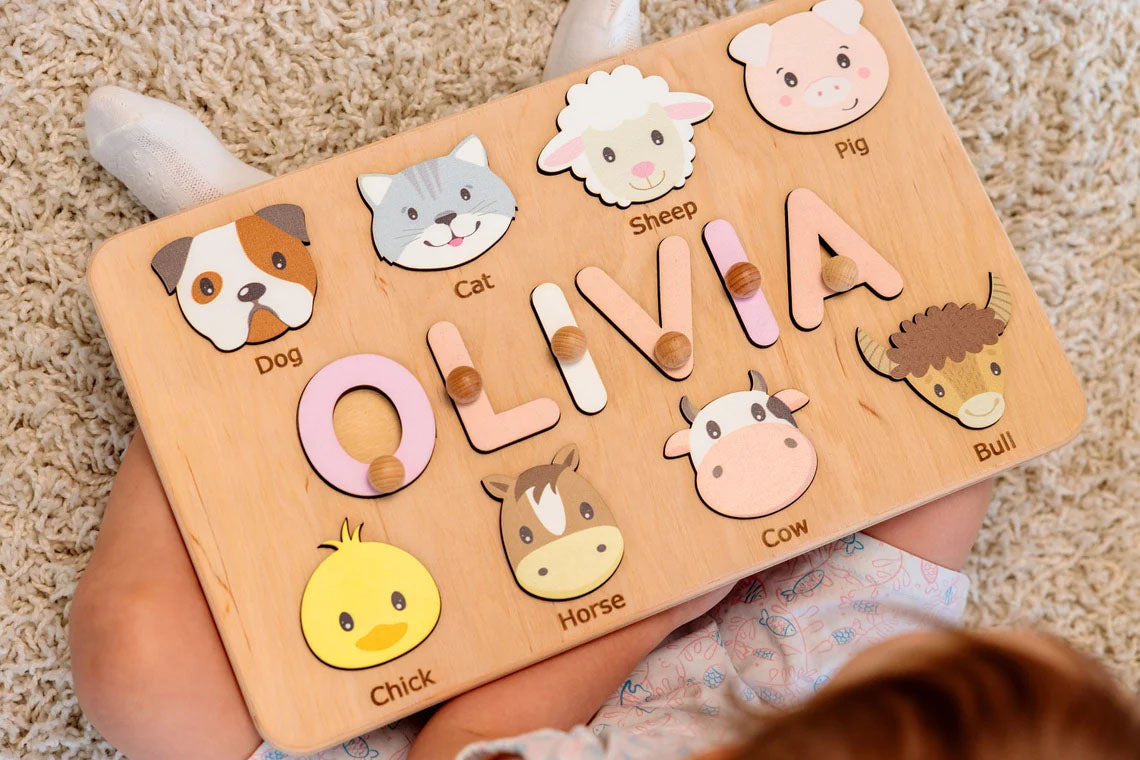 Personalized Wooden Name Puzzle, Montessori Toys Board, Back To School Gift