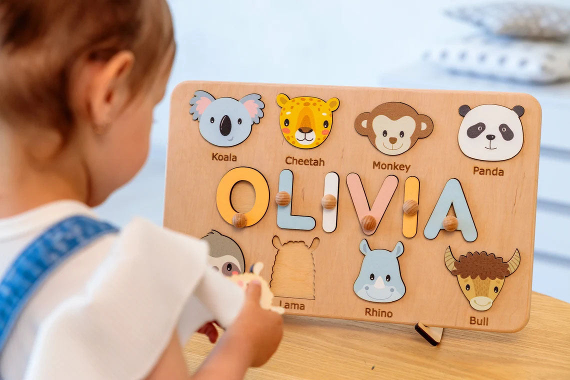 Personalized Wooden Name Puzzle, Montessori Toys Board, Back To School Gift