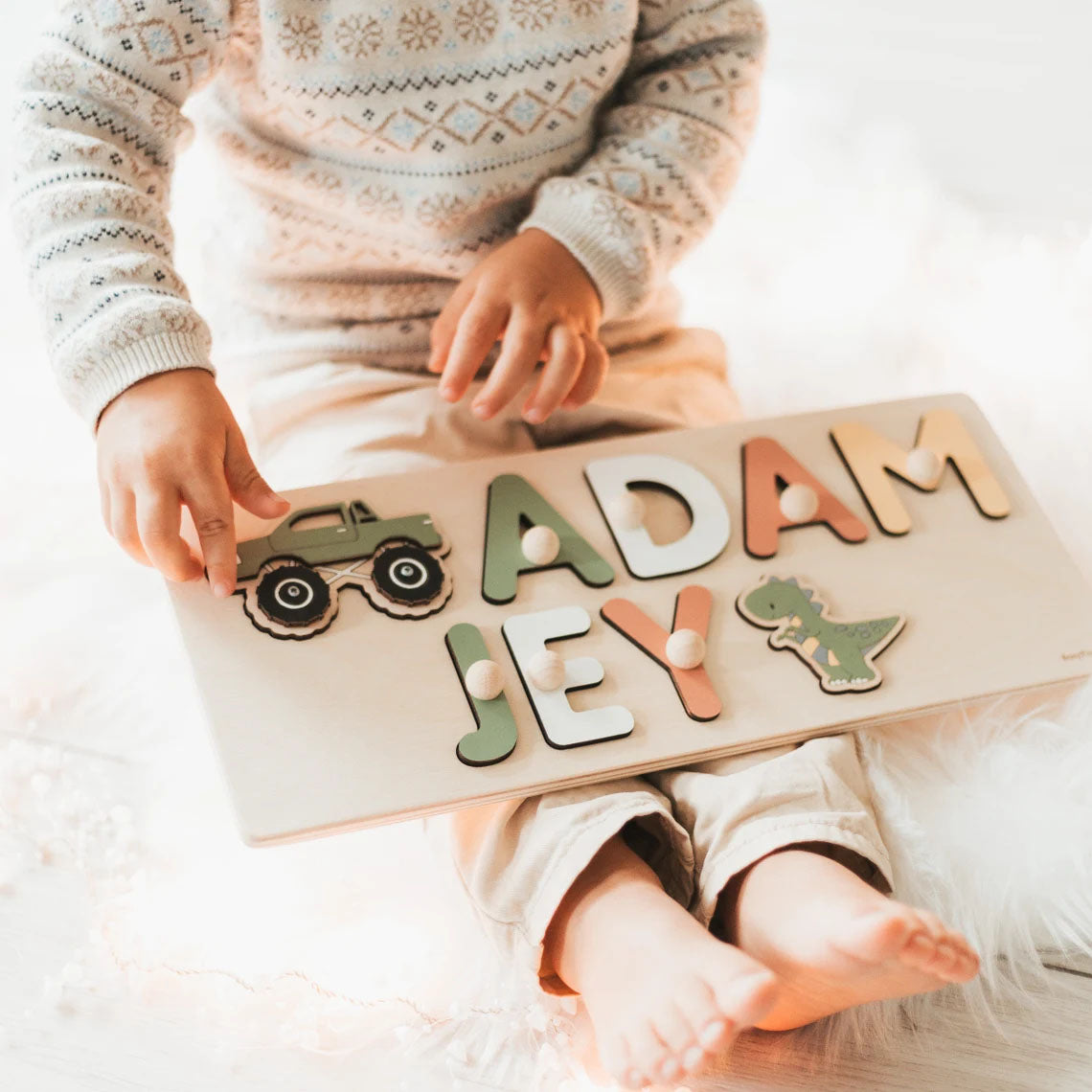 Name Puzzle With Additional Elements, Personalized baby gifts, Montessori Toys Board Custom Name