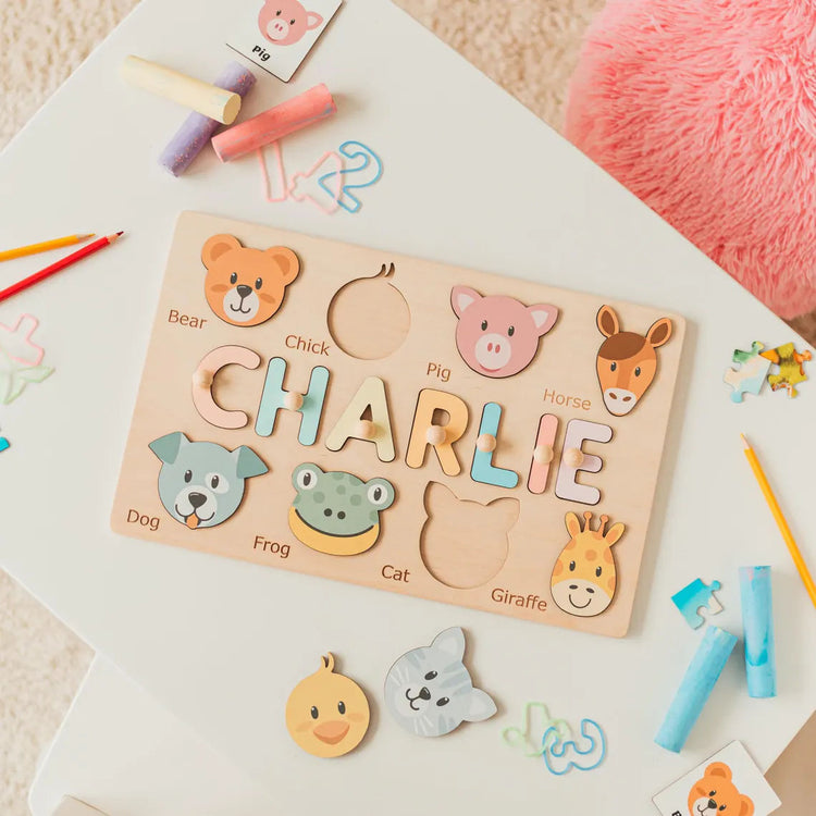 Name Puzzle With Animals, Montessori Toys For Kids