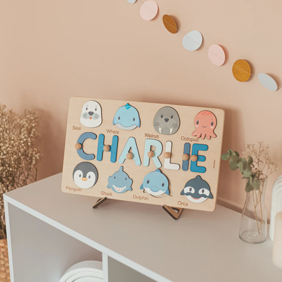 Name Puzzle With Animals, Montessori Toys For Kids