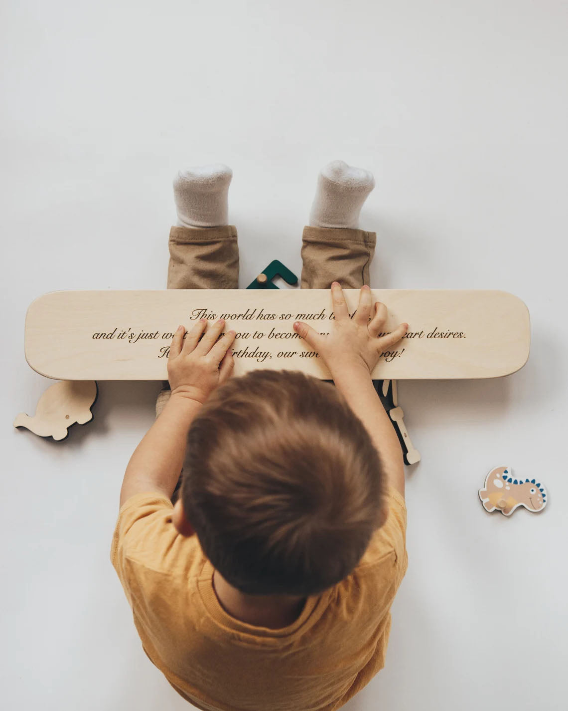 Personalized Name Puzzle With Pegs, Dino Puzzle For Child - Montessori Baby Toys