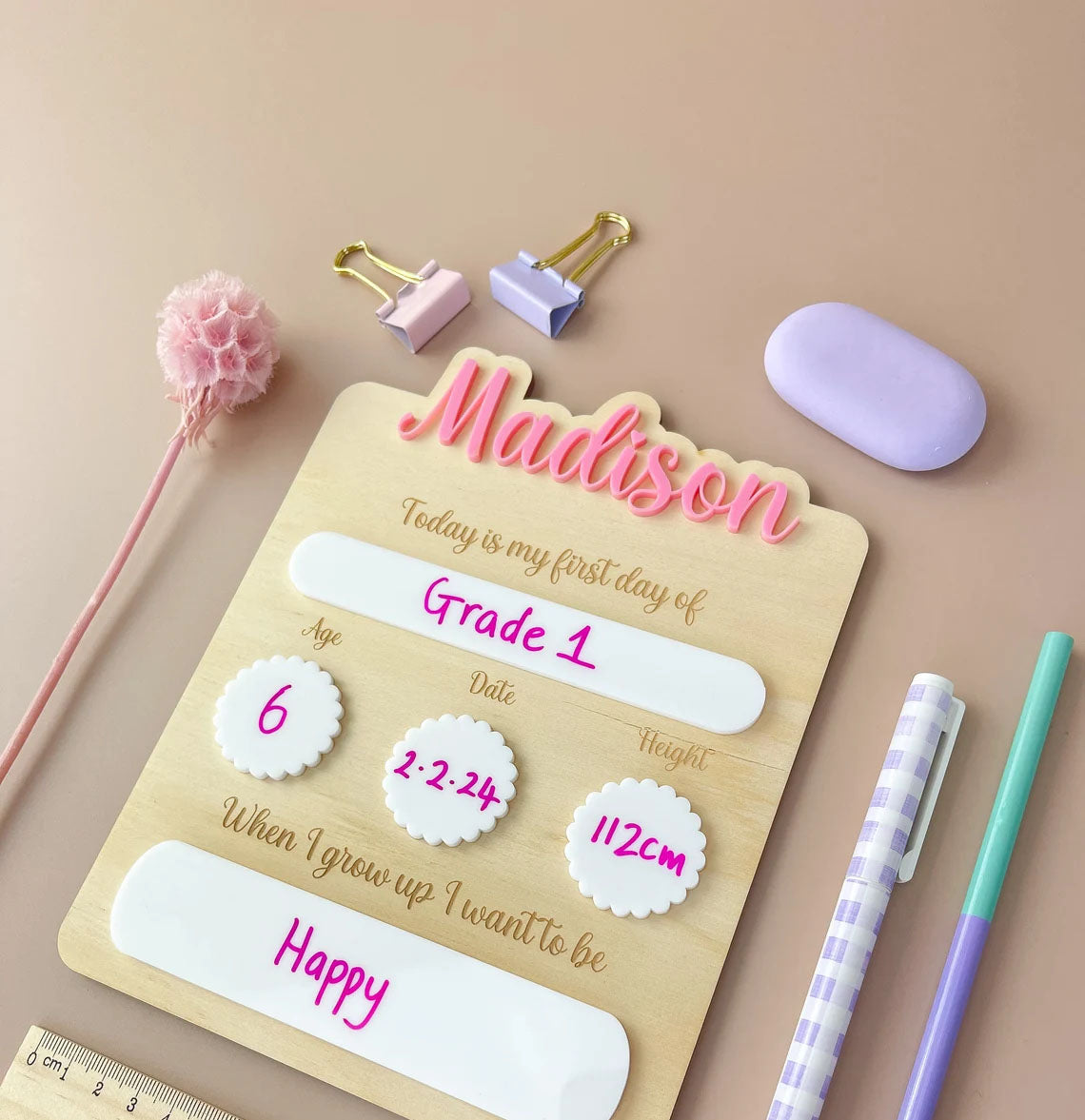 Personalised First Day Of School Board - Back To School Gift - Photo Prop For Kids
