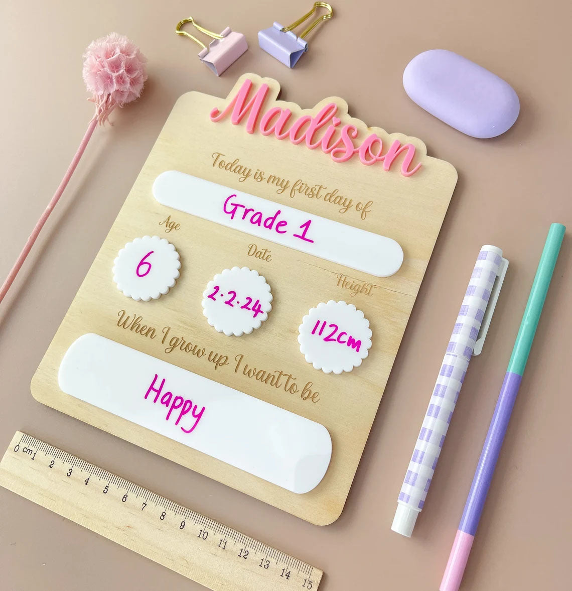 Personalised First Day Of School Board - Back To School Gift - Photo Prop For Kids