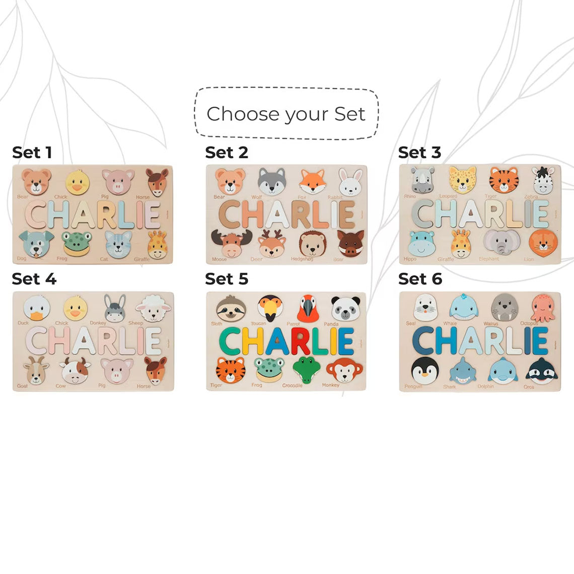 Personalized Animals Puzzle For Baby Girl And Boy Handmade Custom Name Puzzle