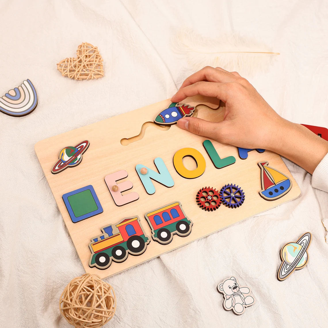 Personalized Baby Busy Board Puzzle, Montessori Toys Of Kids