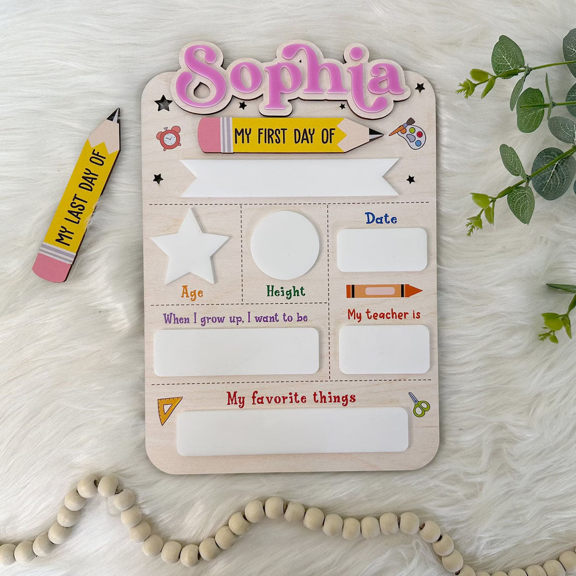 Personalized Back To School Signs, First And Last Day Signs Flexible Changeability