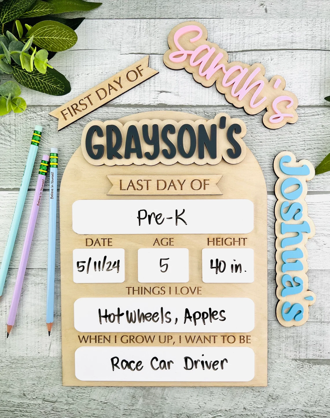 Personalized Back To School Sign, Custom First-Last Day Photo Prop For Kids