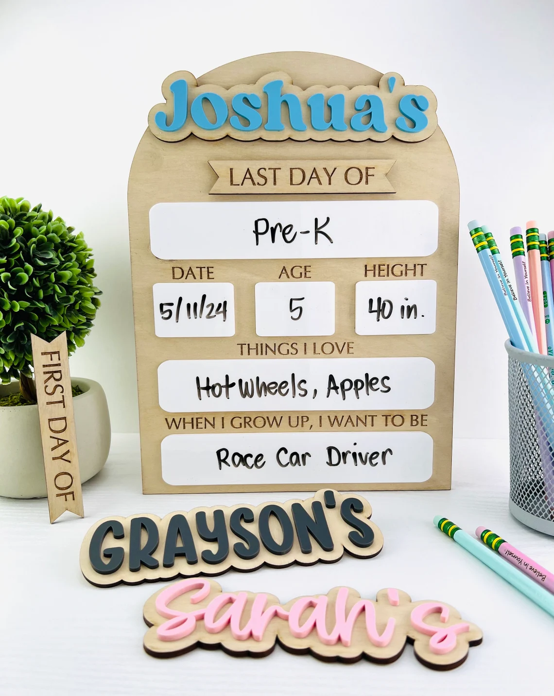 Personalized Back To School Sign, Custom First-Last Day Photo Prop For Kids