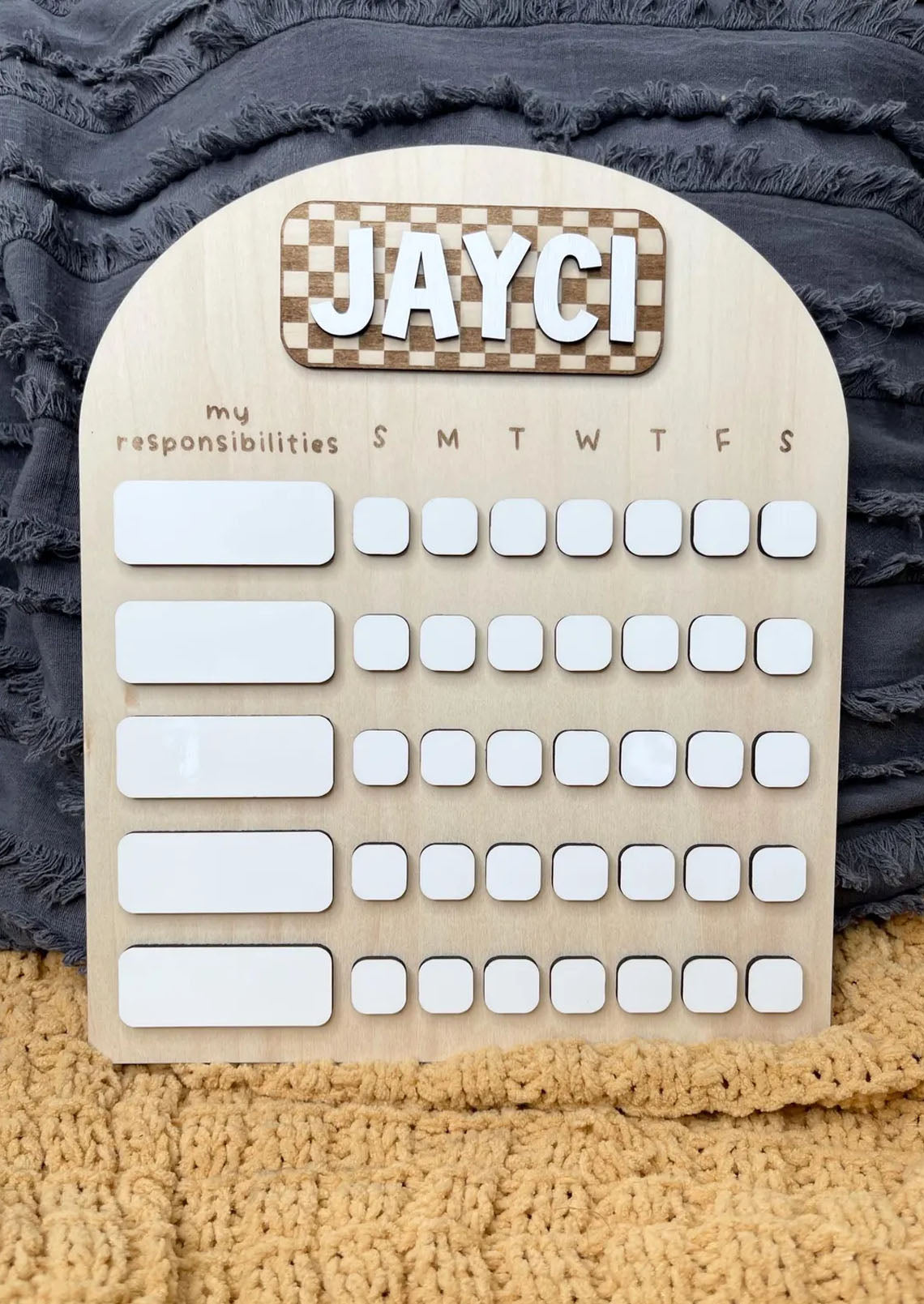 Personalized Checkered Chore Chart - Responsibilities Chart Custom Name