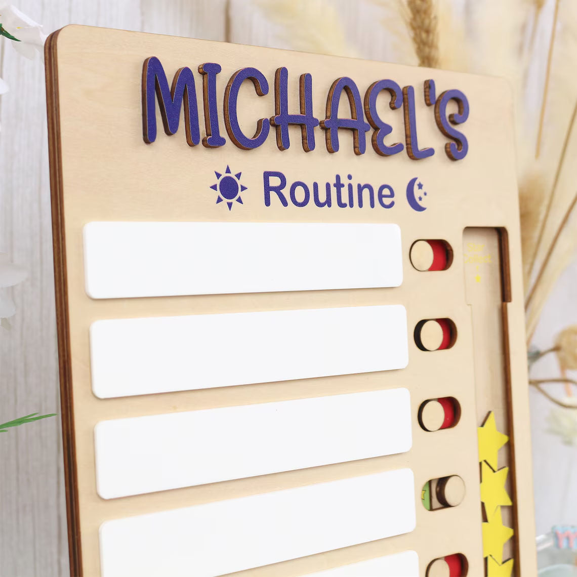 Personalized Chore Chart For Kids, Sliding Routine Chart With Reward Stars