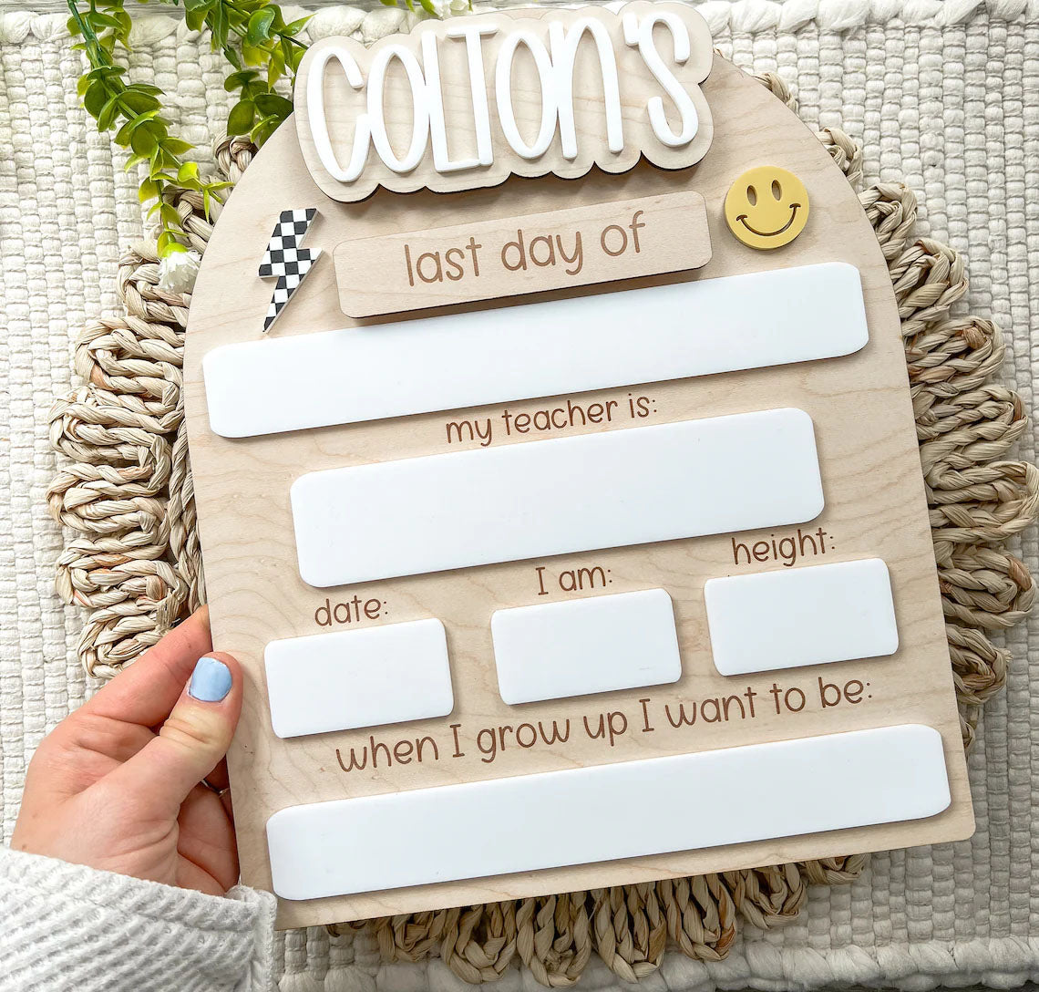 Customized First-Last Day Of School Board, Back To School Sign, Great Gift Photo Prop