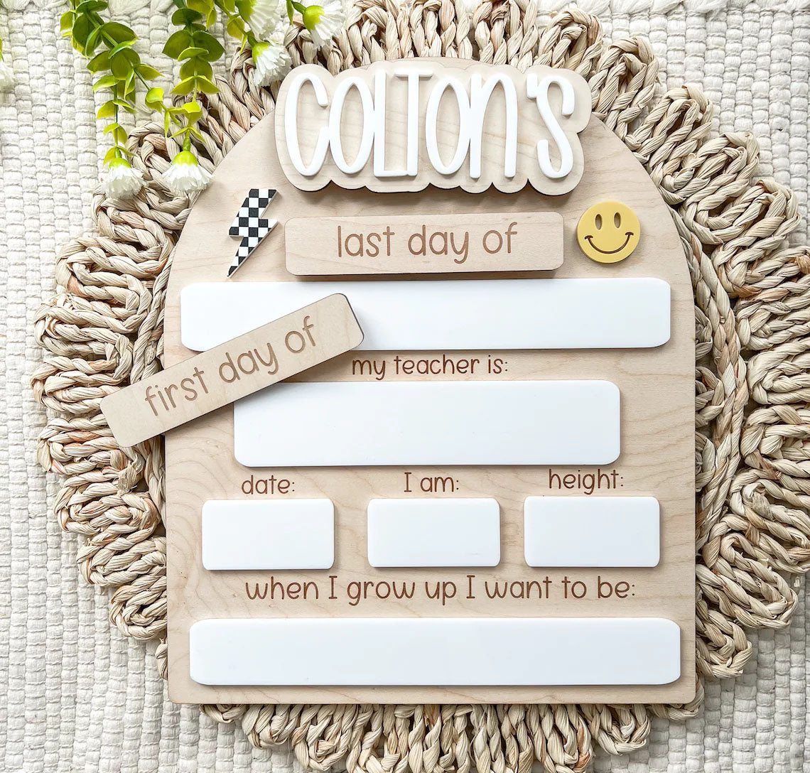 Customized First-Last Day Of School Board, Back To School Sign, Great Gift Photo Prop