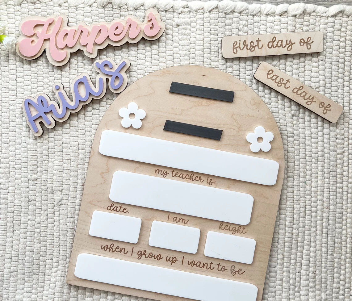 Personalized First/Last Day Of School Board, Back To School Gift And Photo Prop For Kids