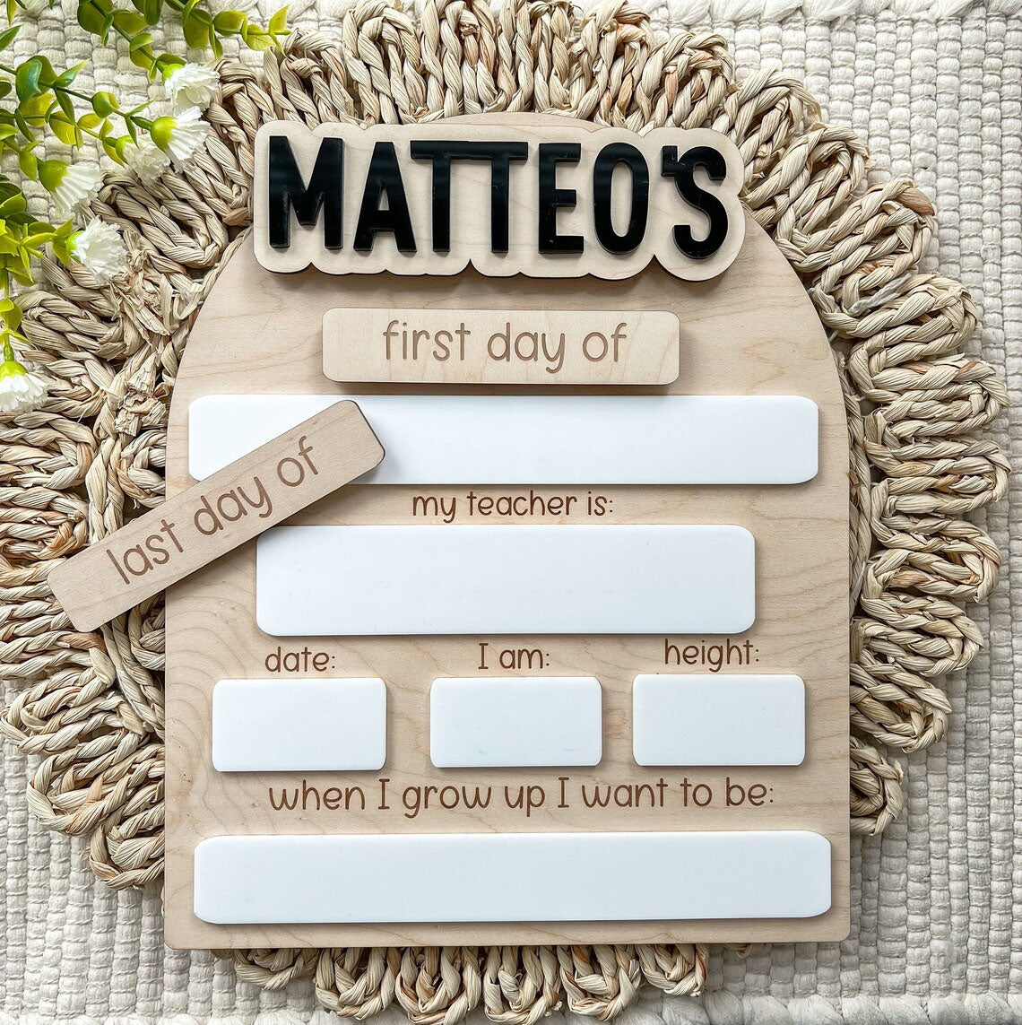 Personalized First-Last Day Of School Board, Back To School Sign And Photo Prop