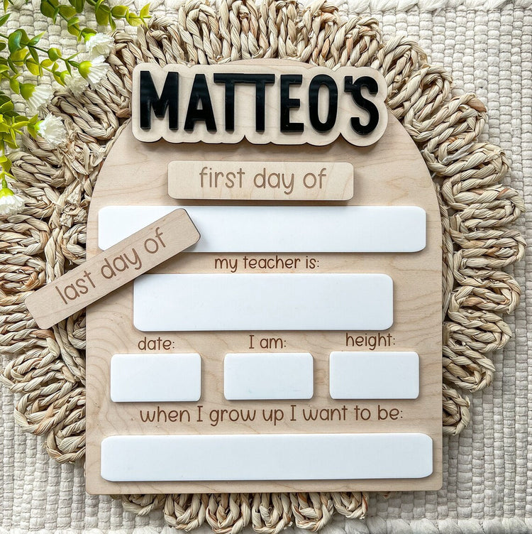 Personalized First-Last Day Of School Board, Back To School Sign And Photo Prop