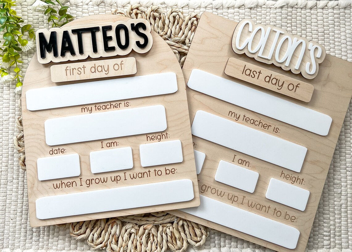 Personalized First-Last Day Of School Board, Back To School Sign And Photo Prop