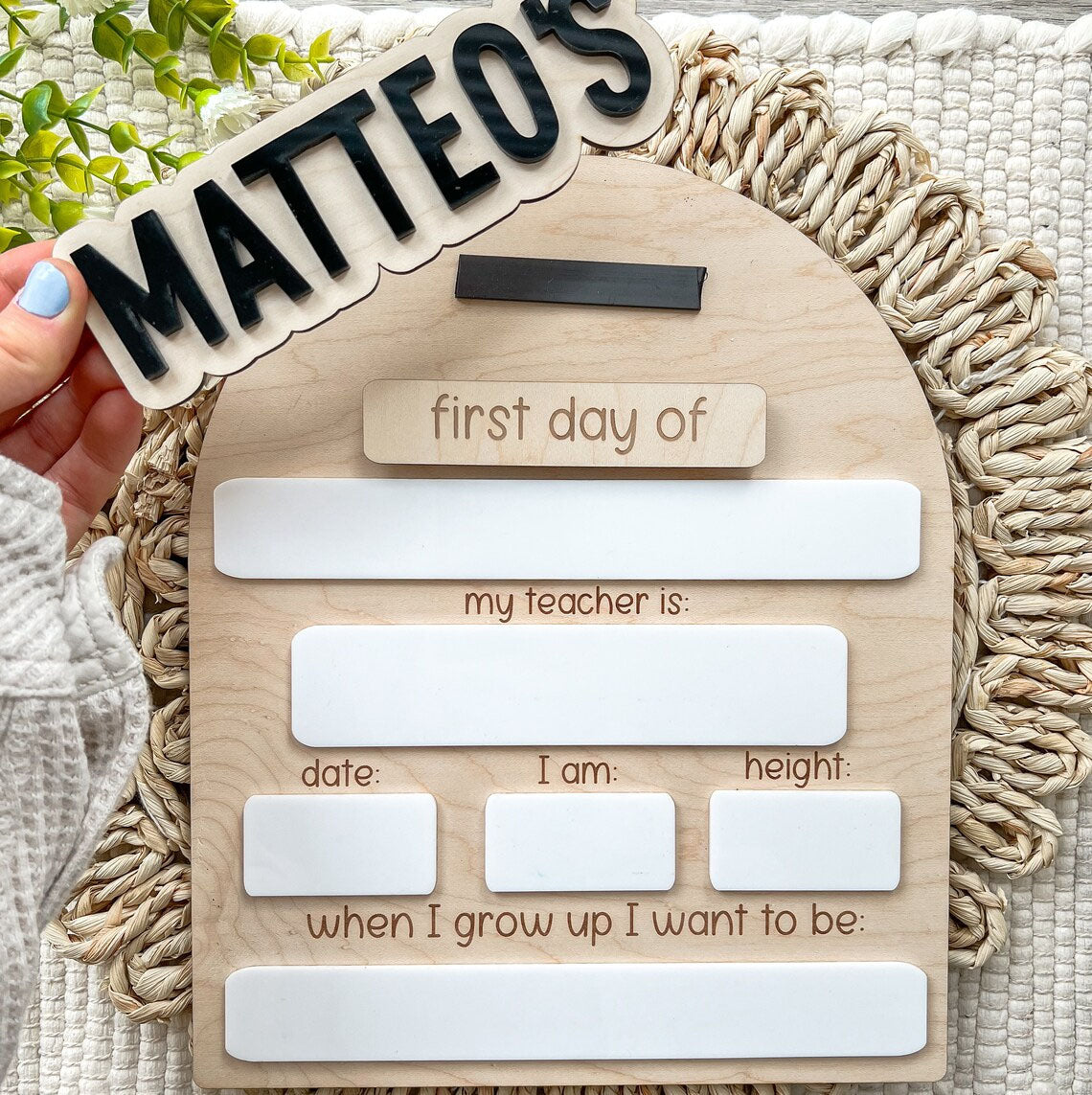 Personalized First-Last Day Of School Board, Back To School Sign And Photo Prop