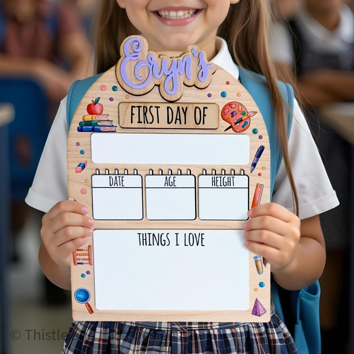 Personalized First Day of School Board for Kids, Back To School Gift