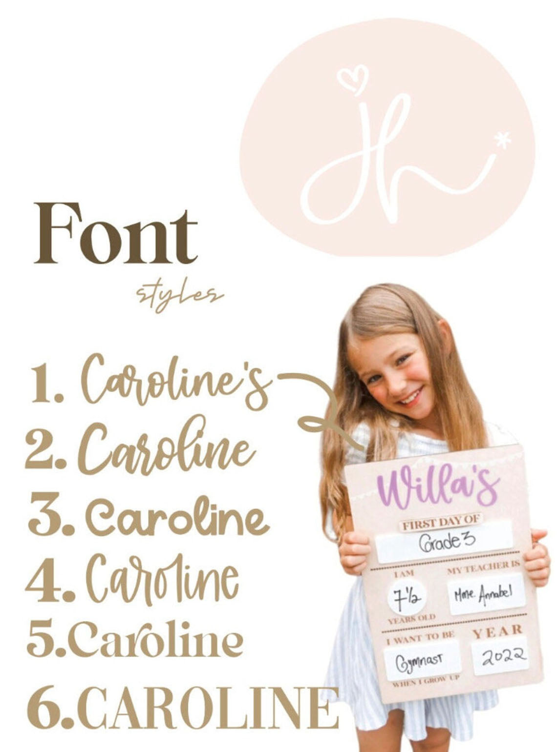 Personalized First Day Of School Sign, Back to School Photo Prop