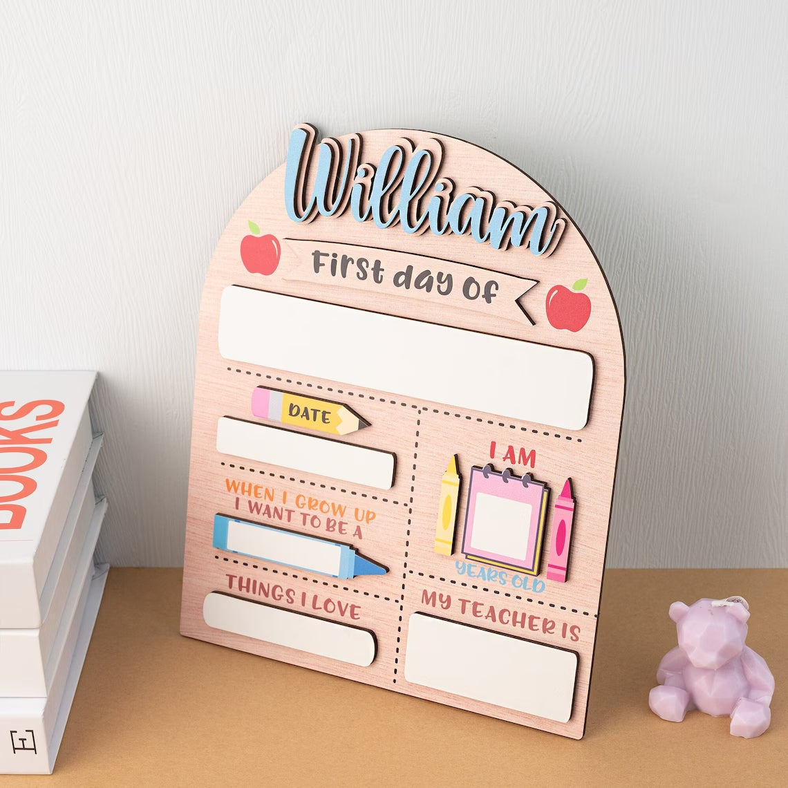 Personalized First Day of School Sign, Back to School Sign, Kindergarten First Day of School Sign