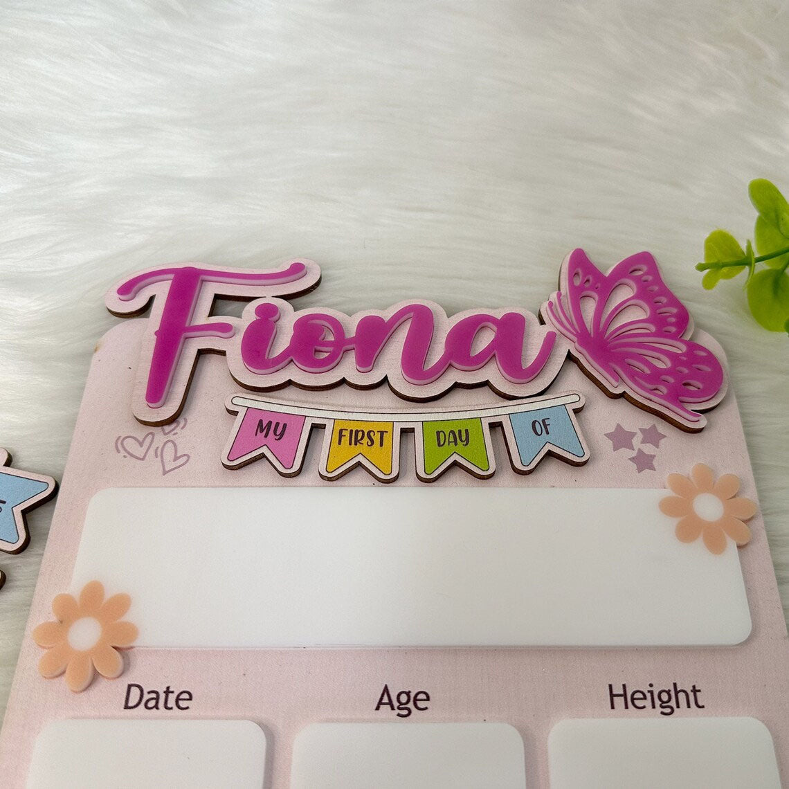 Personalized First Day Of School Sign With Butterfly, Back To School Gift And Photo Prop For Kids