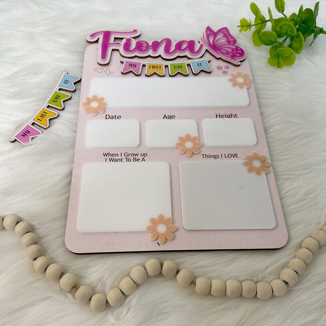 Personalized First Day Of School Sign With Butterfly, Back To School Gift And Photo Prop For Kids