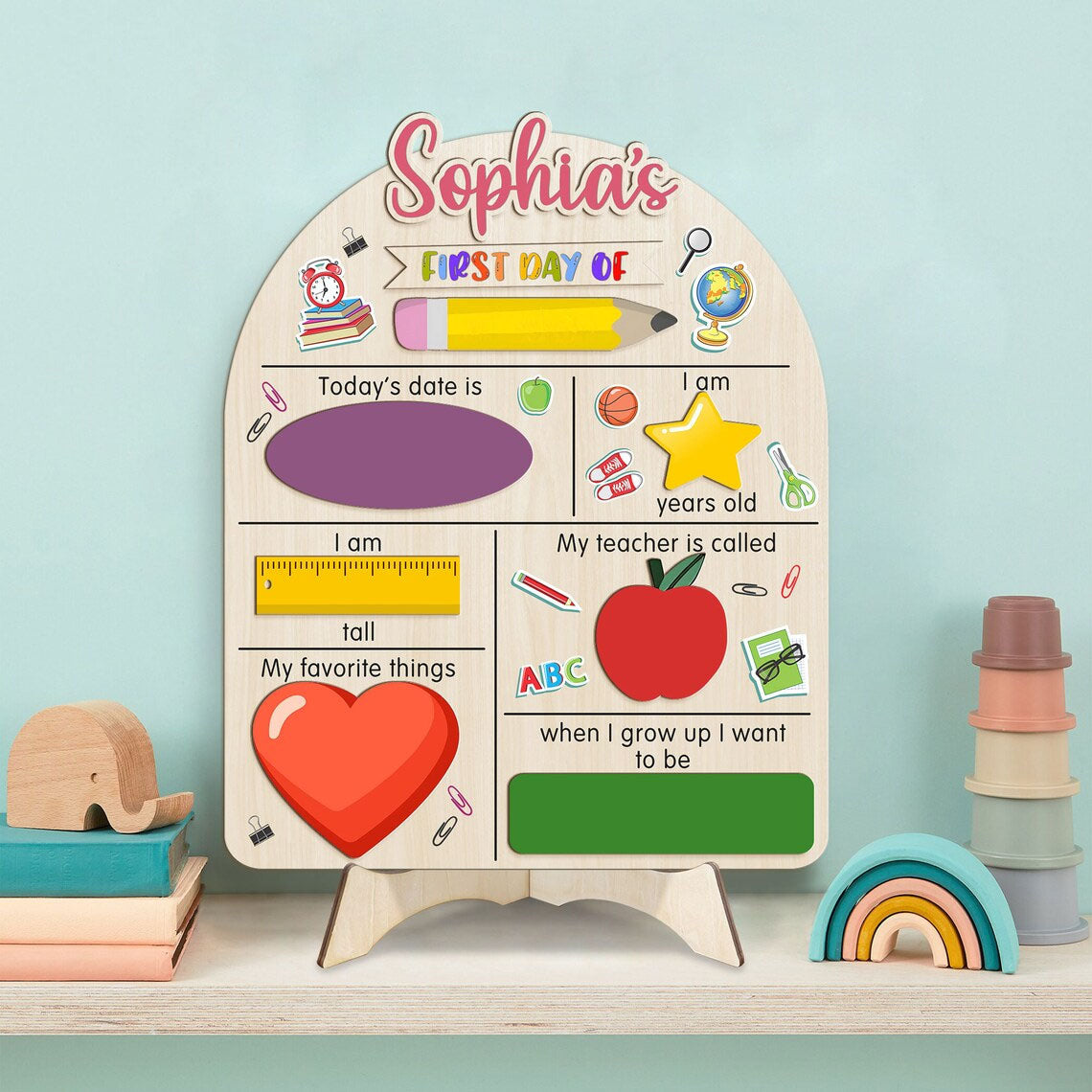 Personalized First & Last Day Of School Wooden Sign, Back To School Sign For Kids