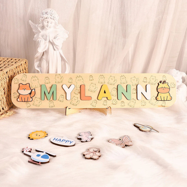 Personalized Name Puzzle Animal, First Birthday Gift For Kids, Montessori Toys For Kids