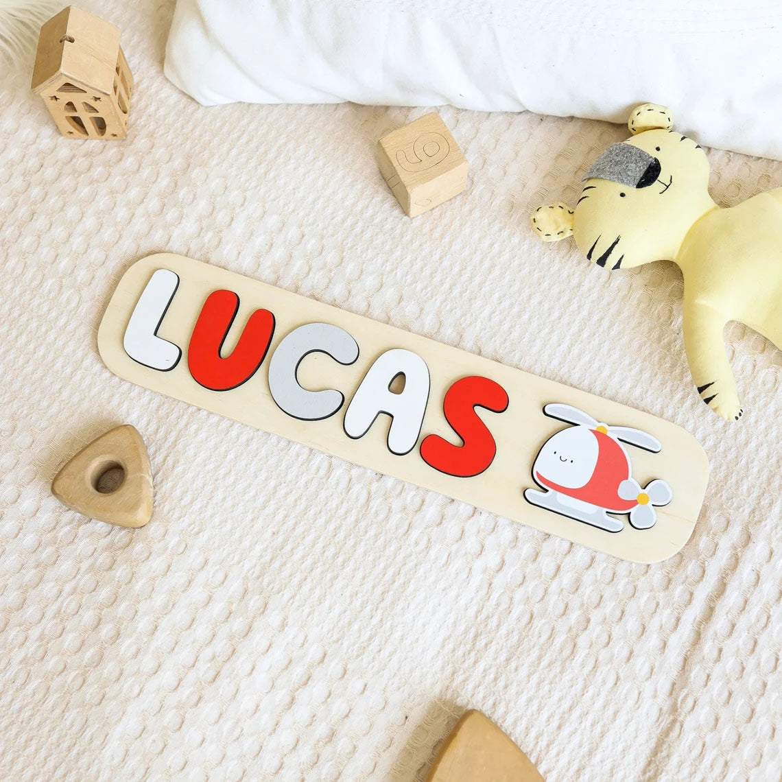 Personalized Name Puzzle With Animals, Montessori Baby Toddler Toys
