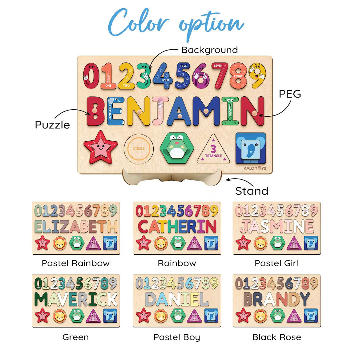 Personalized Name Puzzle With Numbers And Shapes, Gifts For Toddlers, Wooden Montessori Toys, 1st Birthday Gifts