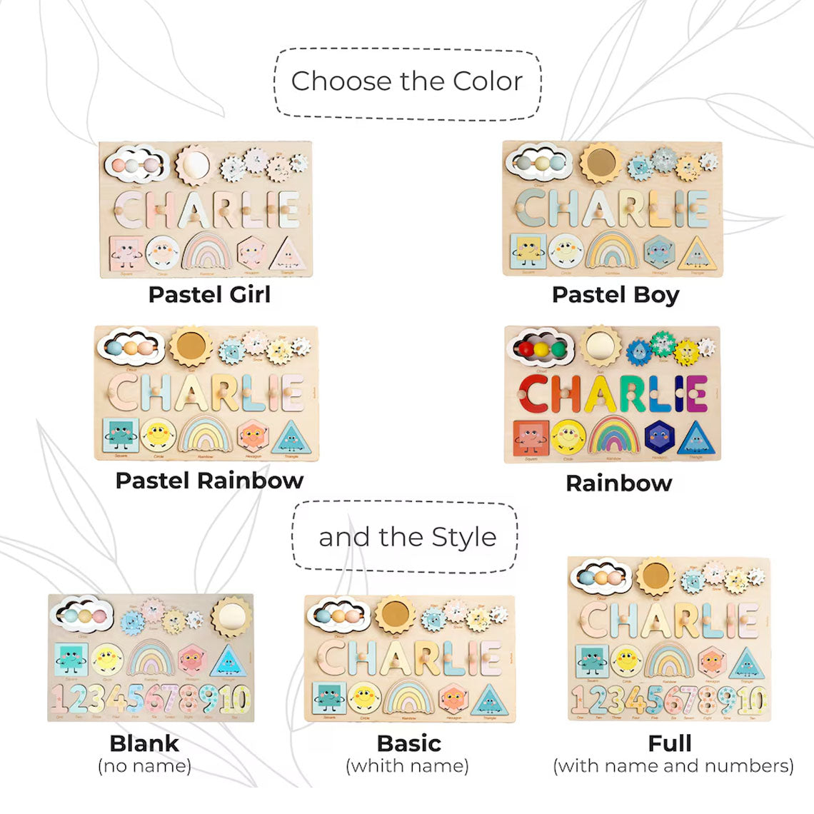 Personalized Pastel Name Puzzle with Numbers and Geometric Shapes for Kids, Montessori Toys Of Kids