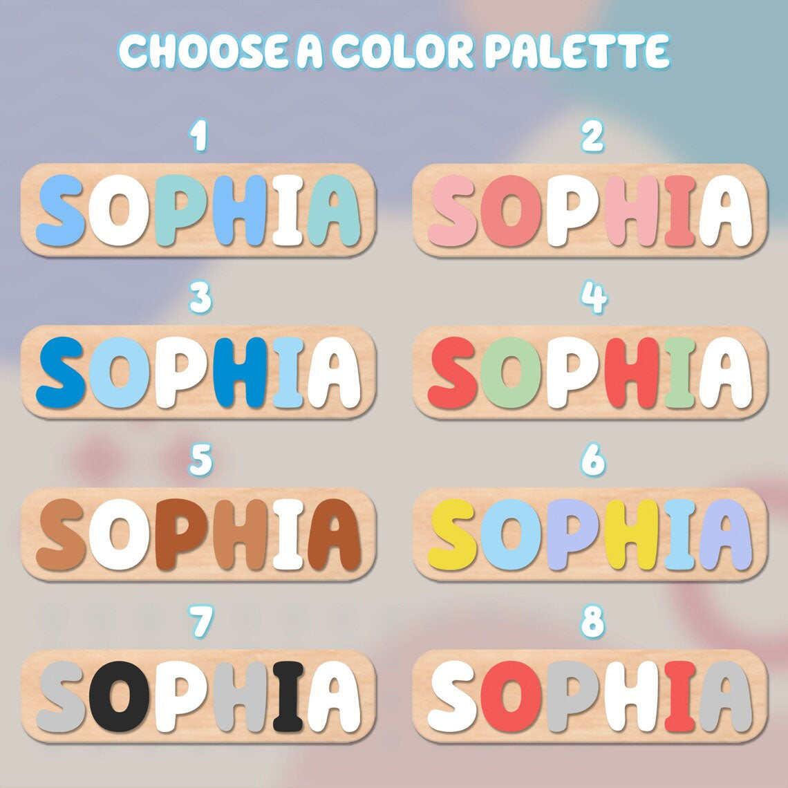 Personalized Wooden Name Puzzle With Animals, Custom Name Puzzle For Toddler, Back To School Gift