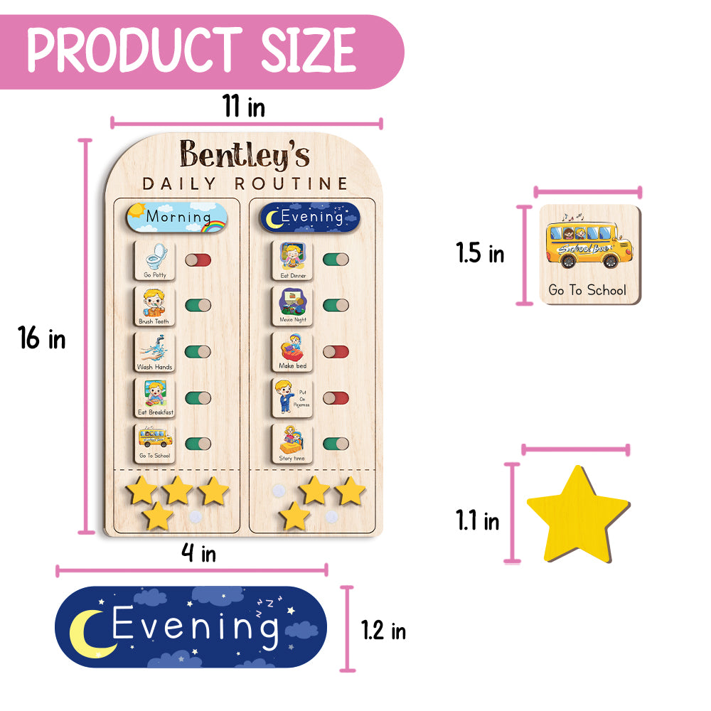 Kids Daily Routine With Stars, Chore Chart For Boys Girls Custom Name, Gift For Kids