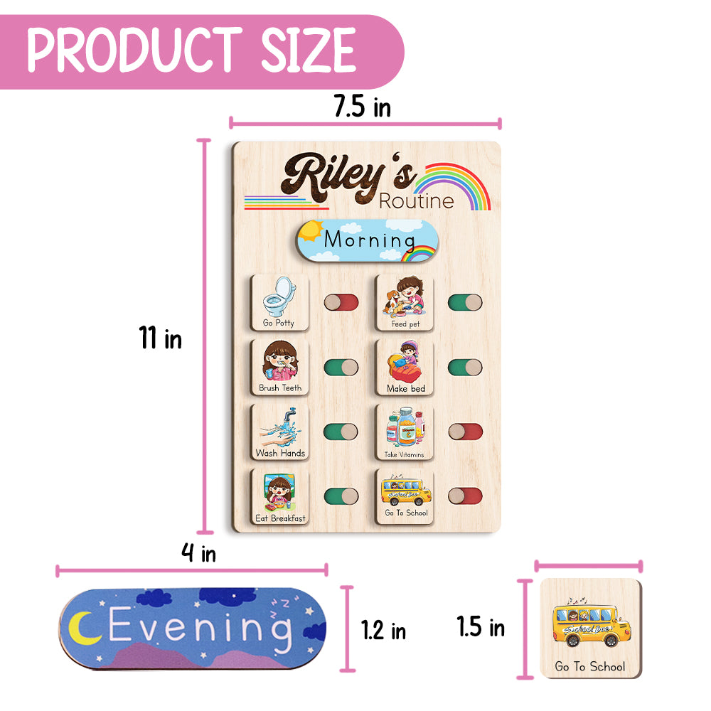 Personalized Wooden Toddler Routine Chart For Kids, Chart Of Chores For Kids, Behavior Chart For Kids