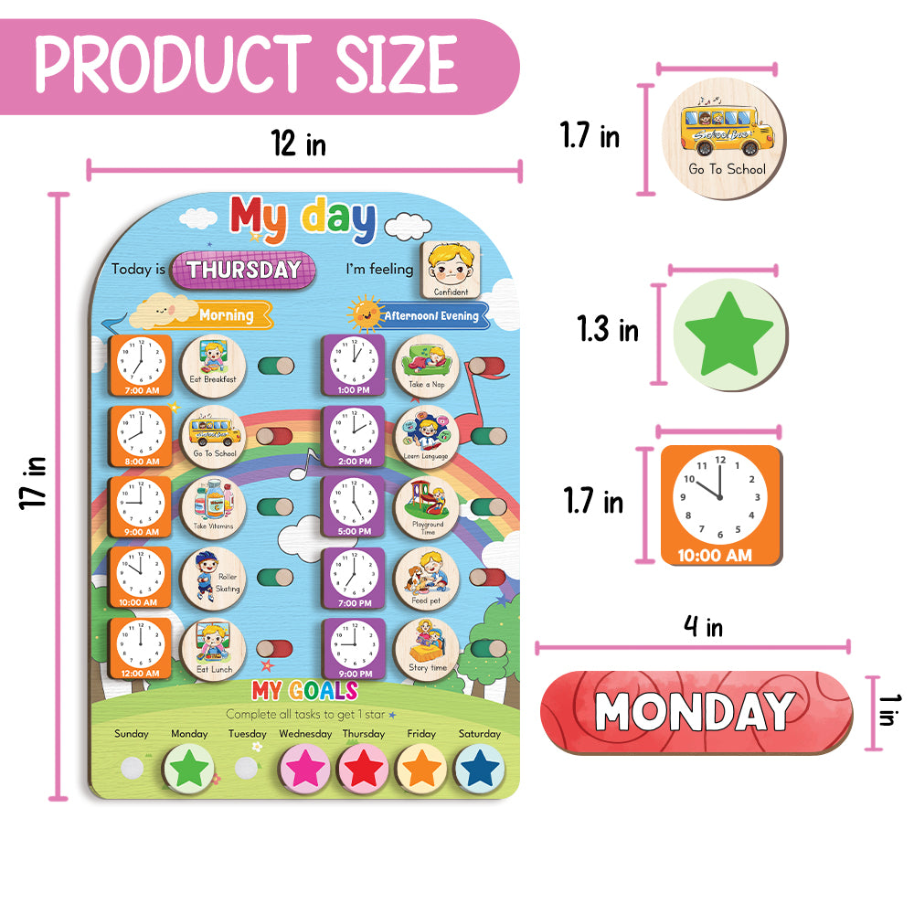 My Day Wooden Daily Routine For Kids, Chart Of Chores For Kids
