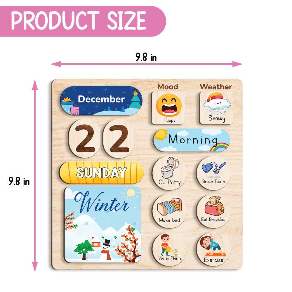 Wooden Daily Routine Chore Chart, Kid Calendar, Toddler Routine Chart, Behavior Chart For Kids